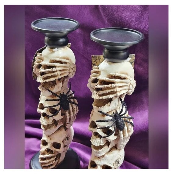 Christian Siriano See No Evil, Speak No Evil, Hear No Evil Skull Candle Holders - Picture 4 of 4